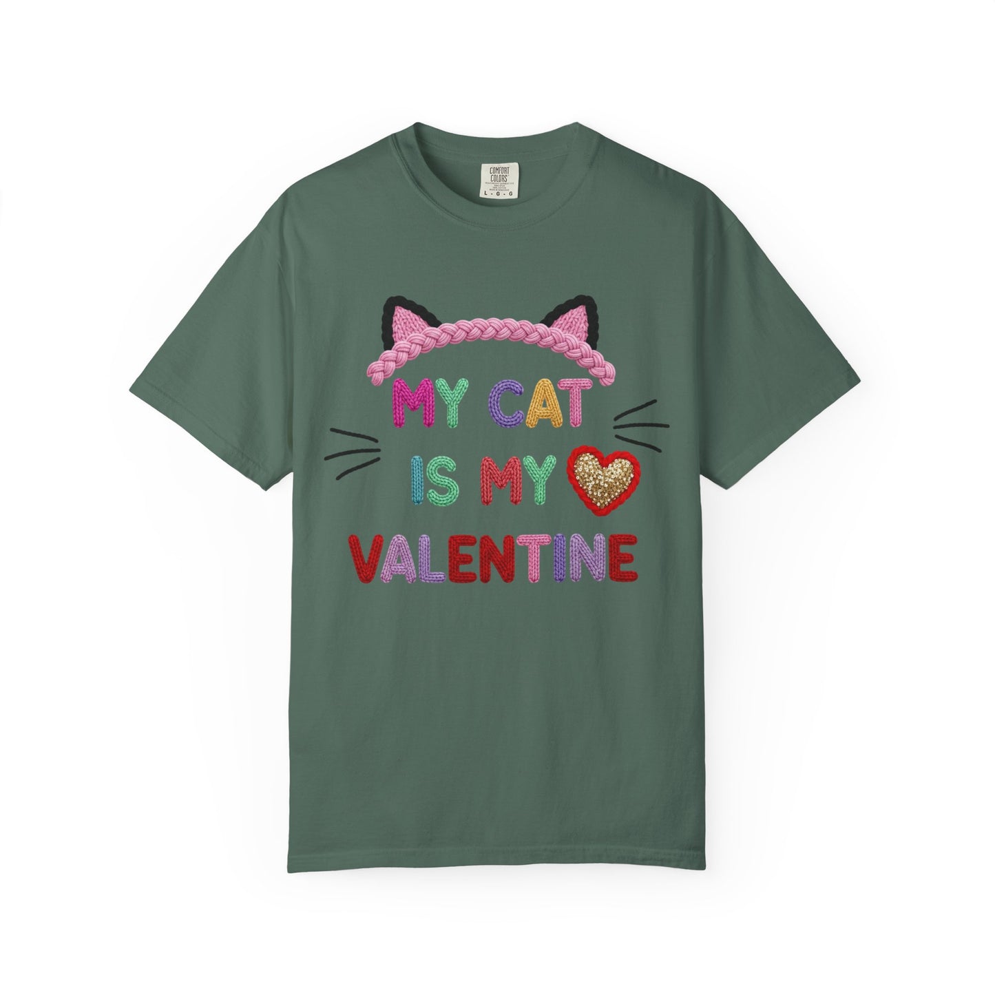 My Cat Is My Valentine Comfort Colors 1717 Crochet Style T-Shirt