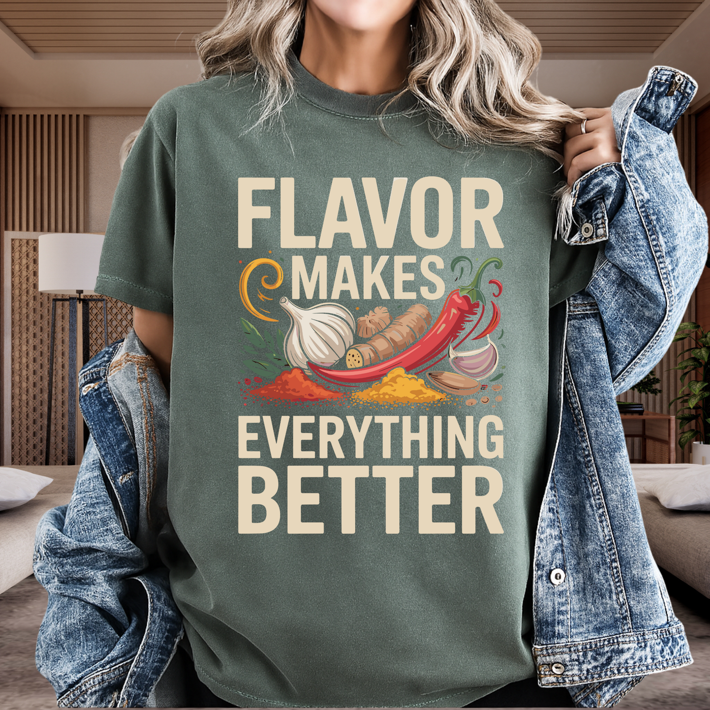 Flavor Makes Everything Better Cooking T-Shirt Chef Gift Spice Graphic Comfort Colors 1717 Tee