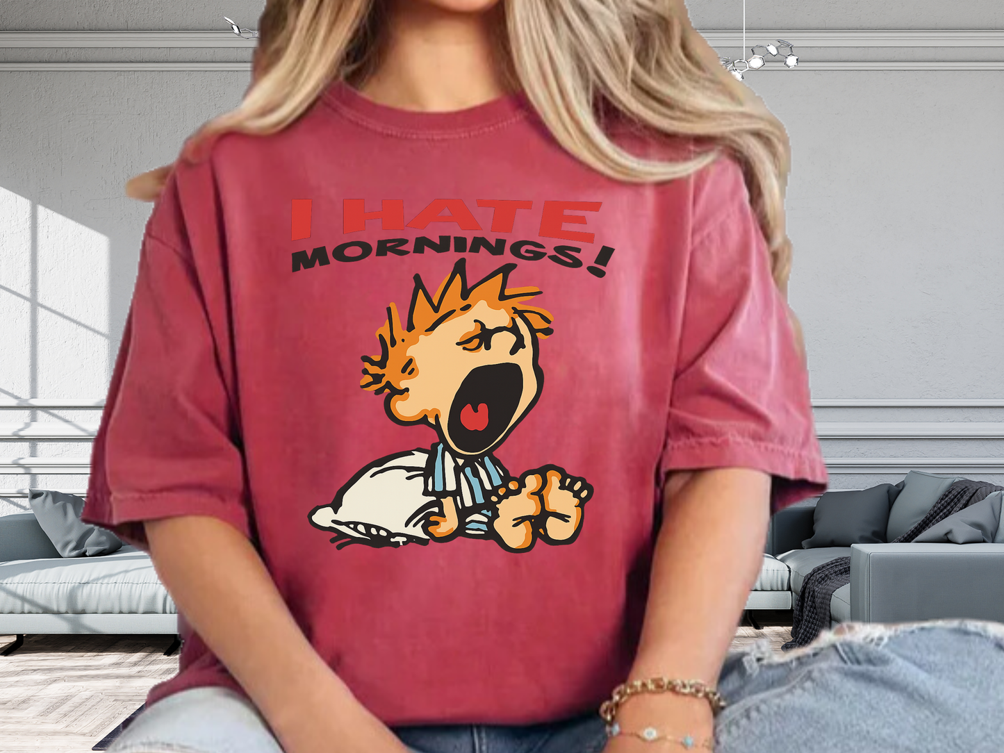 I Hate Mornings Retro Graphic Tee - Comfort Colors 1717 Shirt