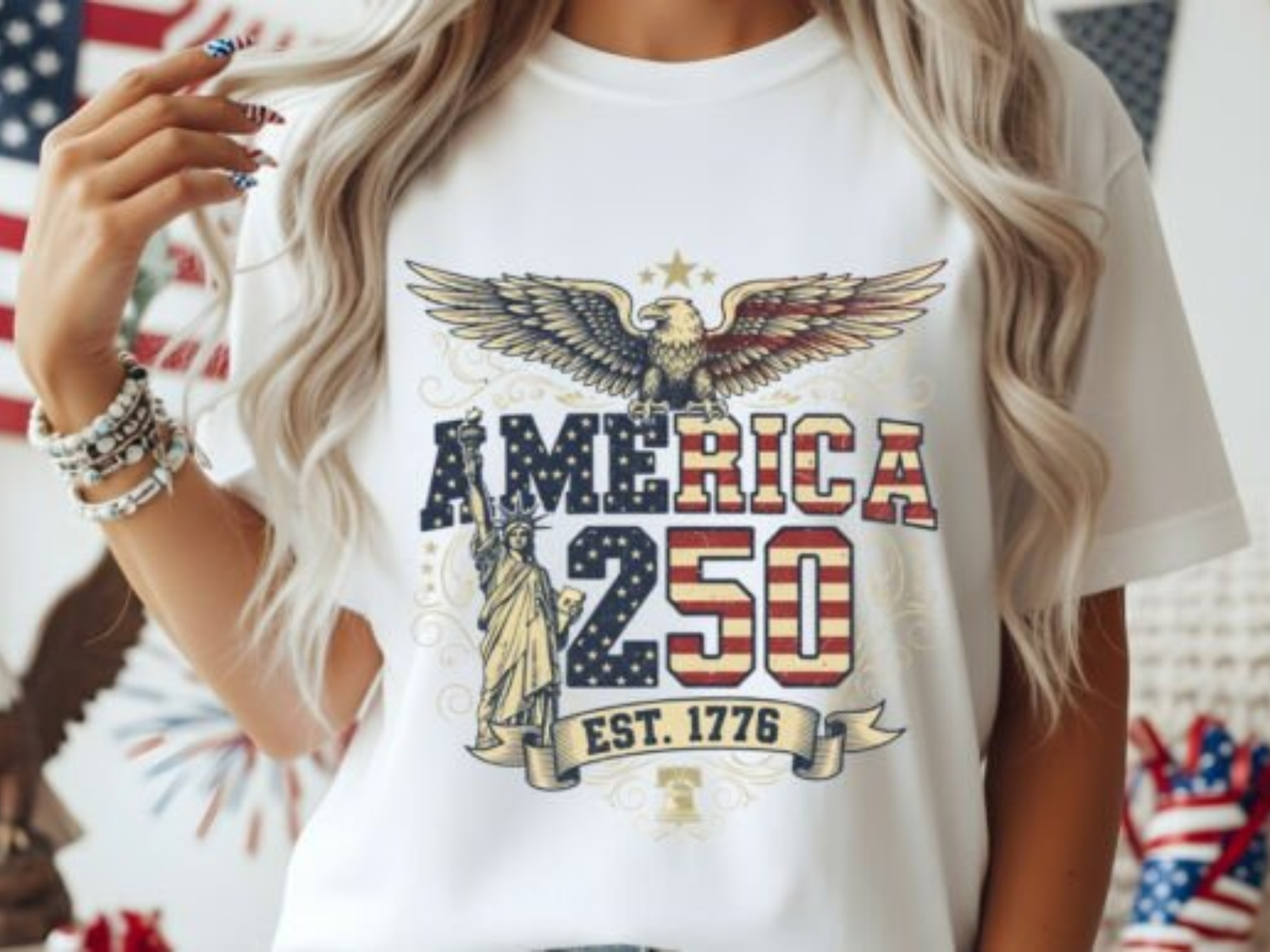 Vintage-style America 250 Patriotic Eagle t-shirt featuring 1776 graphics, printed on a black premium Comfort Colors 1717 heavyweight tee for a heritage-inspired look.