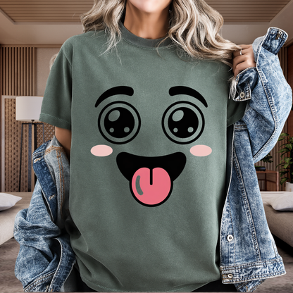 Funny Kawaii Anime Face T-Shirt | Cute Tongue Out Meme Tee | Comfort Colors® 1717