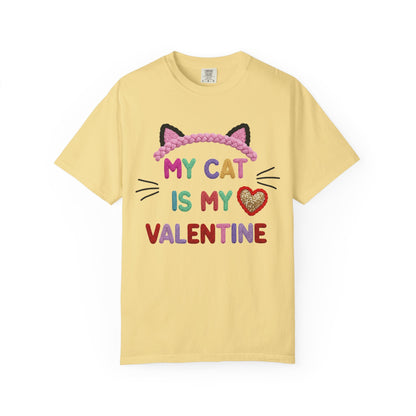My Cat Is My Valentine Comfort Colors 1717 Crochet Style T-Shirt