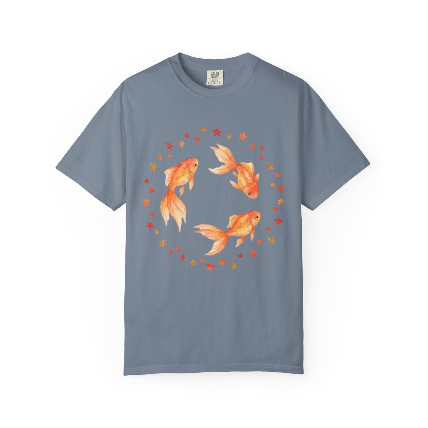 Goldfish Circle Graphic T-Shirt – Watercolor Fish Art | Comfort Colors 1717 Unisex Tee
