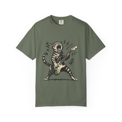 Rock Guitar Cat T-Shirt – Punk Rock Cat Graphic | Comfort Colors 1717
