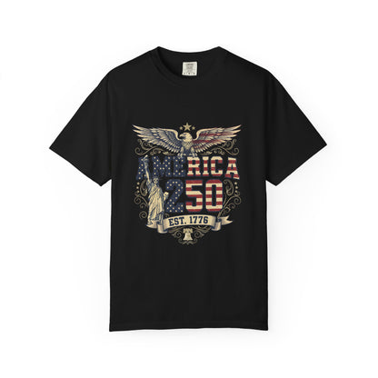 America 250 T-Shirt – Patriotic Eagle USA Est. 1776 | Comfort Colors 1717 Unisex Tee