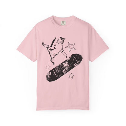 Skate Cat Graphic T-Shirt – Grunge Punk Illustration | Comfort Colors 1717 Unisex Tee
