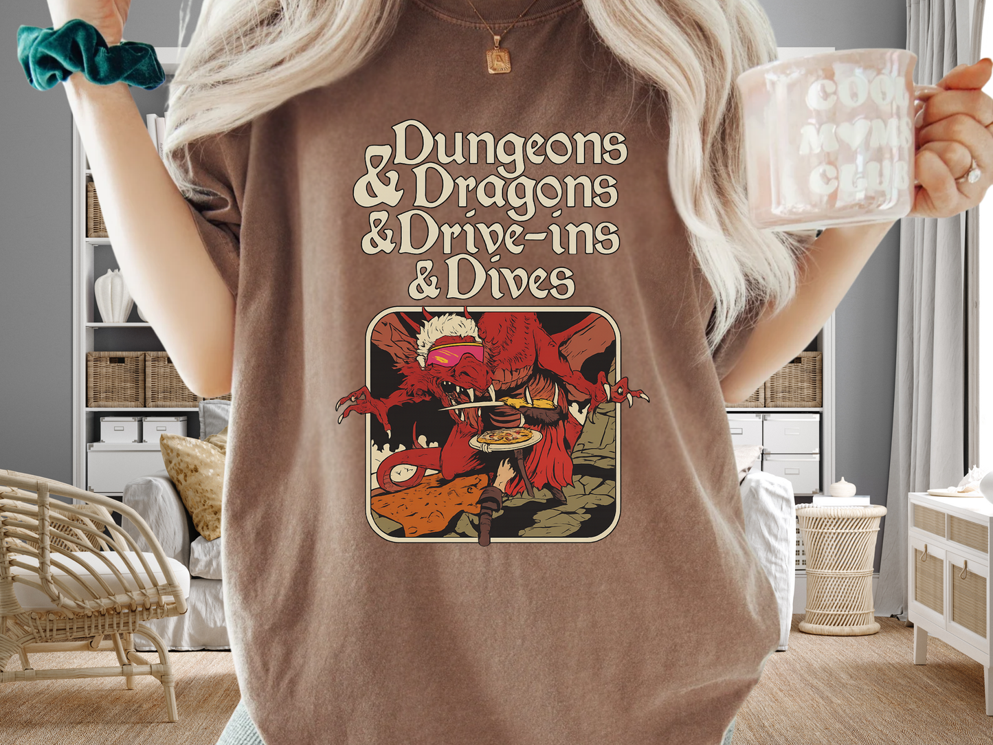 Dungeons and Dragons and Drive Ins and Dives T-Shirt Funny Guy Fieri RPG Mashup Graphic Comfort Colors 1717 Tee