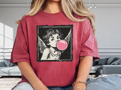 Retro 'Bubblegum Angel' Cherub T-Shirt | Grunge Coquette Aesthetic Tee | Comfort Colors® 1717