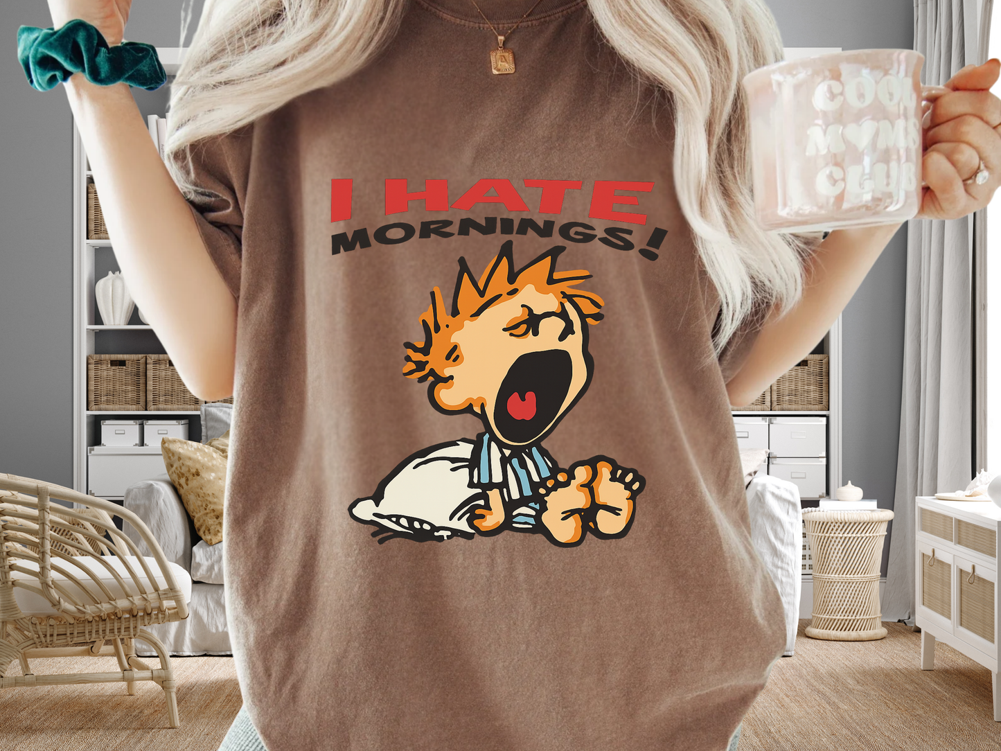 I Hate Mornings Retro Graphic Tee - Comfort Colors 1717 Shirt