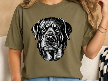 Rottweiler Face Graphic T-Shirt - Minimalist Dog Lover Tee