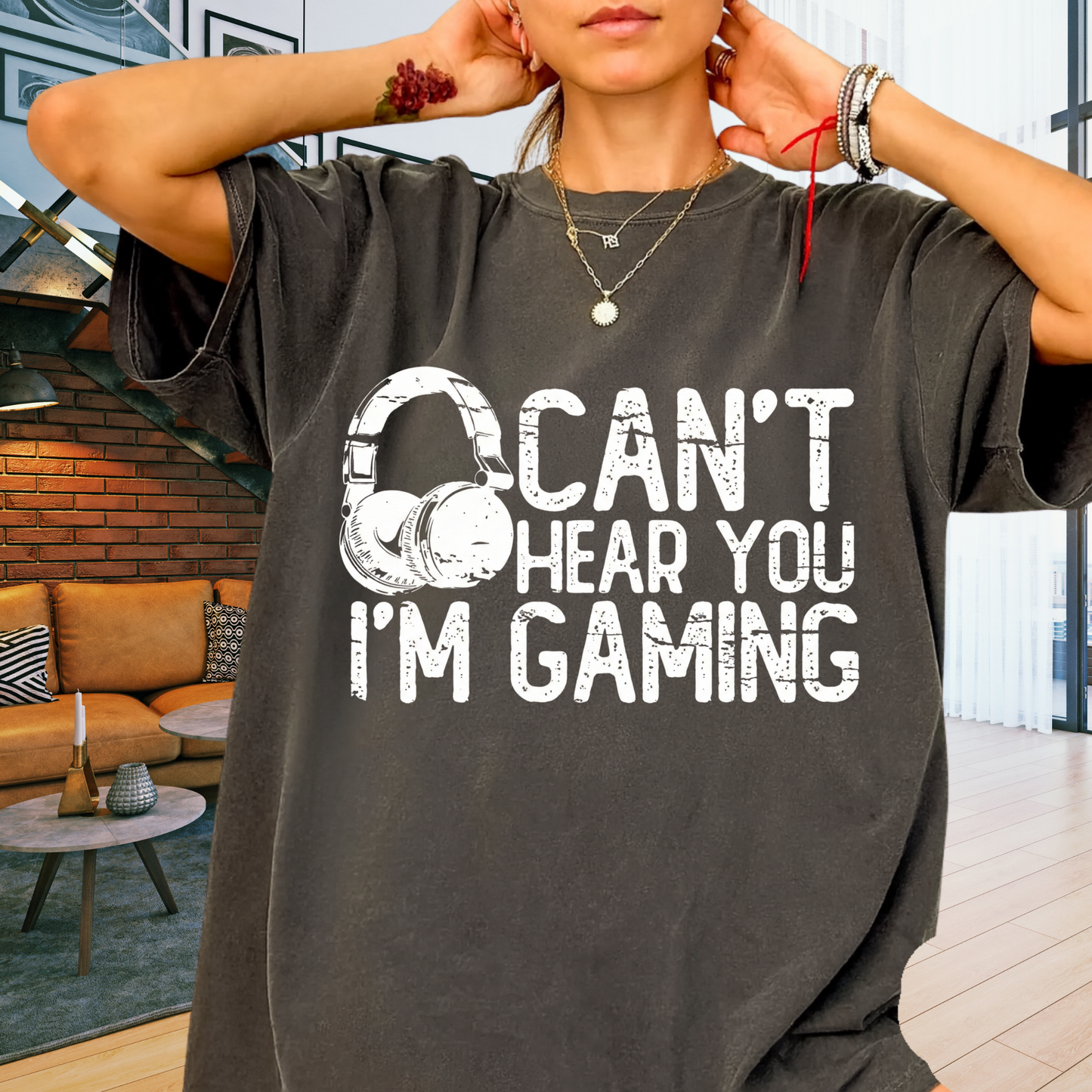 Can’t Hear You I’m Gaming T-Shirt – Gamer Headset Graphic | Comfort Colors 1717 Unisex Tee