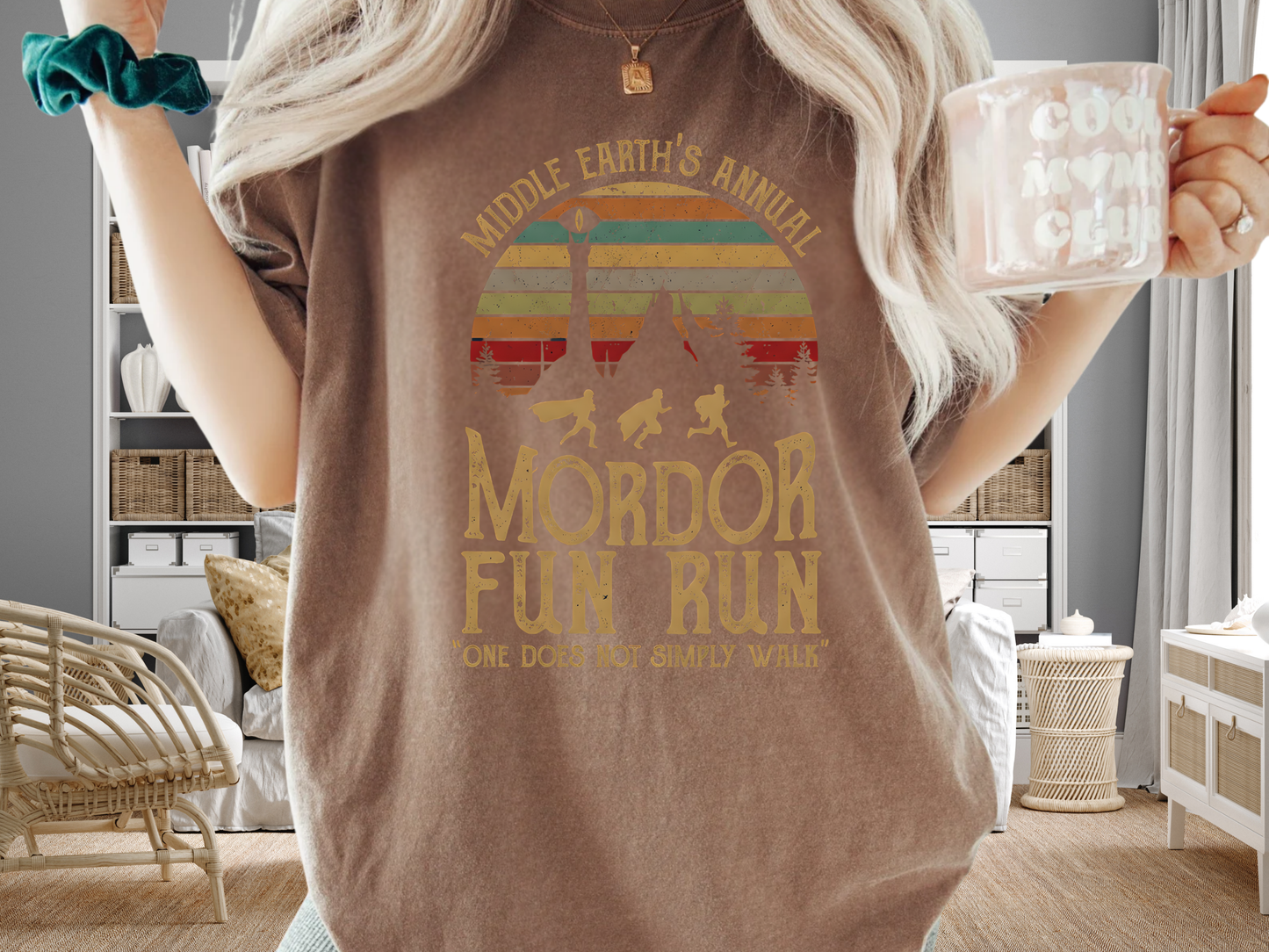 Mordor Fun Run Vintage T-Shirt - "One Does Not Simply Walk" Funny Fantasy Running Tee
