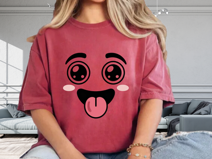 Funny Kawaii Anime Face T-Shirt | Cute Tongue Out Meme Tee | Comfort Colors® 1717