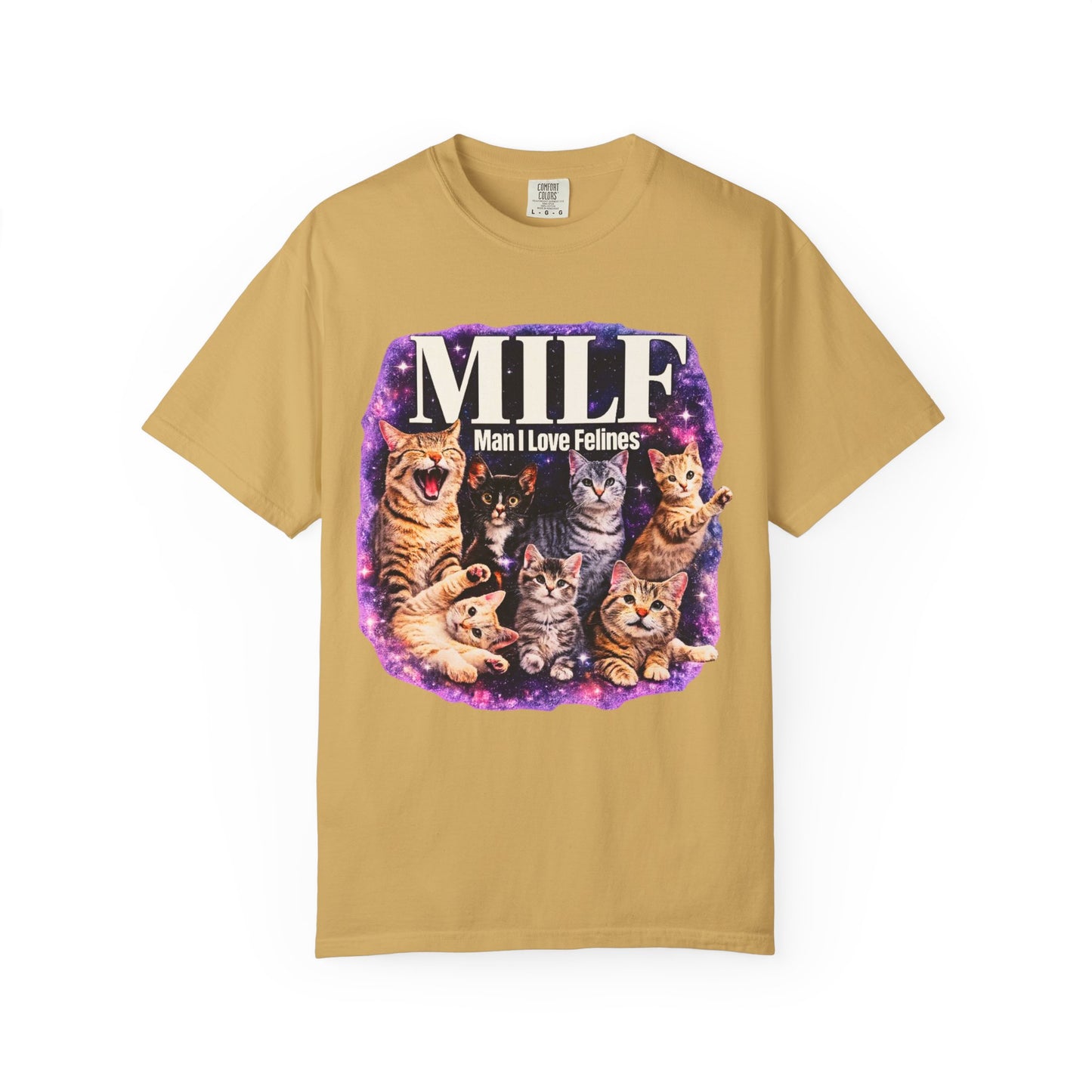 MILF Man I Love Felines T-Shirt – Funny Cat Lover Galaxy Design | Comfort Colors 1717 Unisex Tee