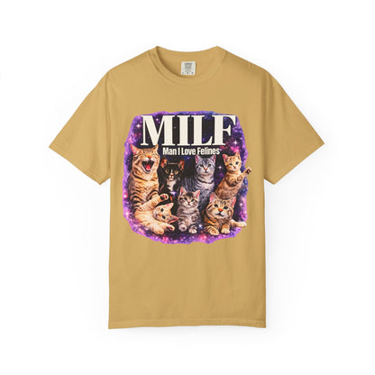 MILF Man I Love Felines T-Shirt – Funny Cat Lover Galaxy Design | Comfort Colors 1717 Unisex Tee