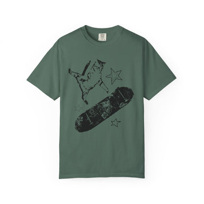 Skate Cat Graphic T-Shirt – Grunge Punk Illustration | Comfort Colors 1717 Unisex Tee