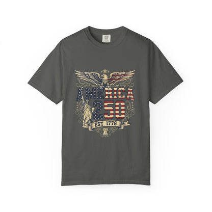 America 250 T-Shirt – Patriotic Eagle USA Est. 1776 | Comfort Colors 1717 Unisex Tee