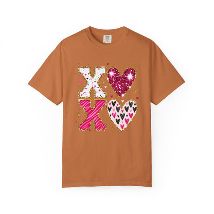 XOXO Faux Glitter Hearts Valentine Comfort Colors 1717 T-Shirt