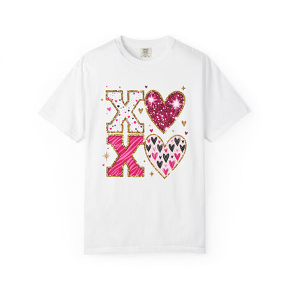 XOXO Faux Glitter Hearts Valentine Comfort Colors 1717 T-Shirt