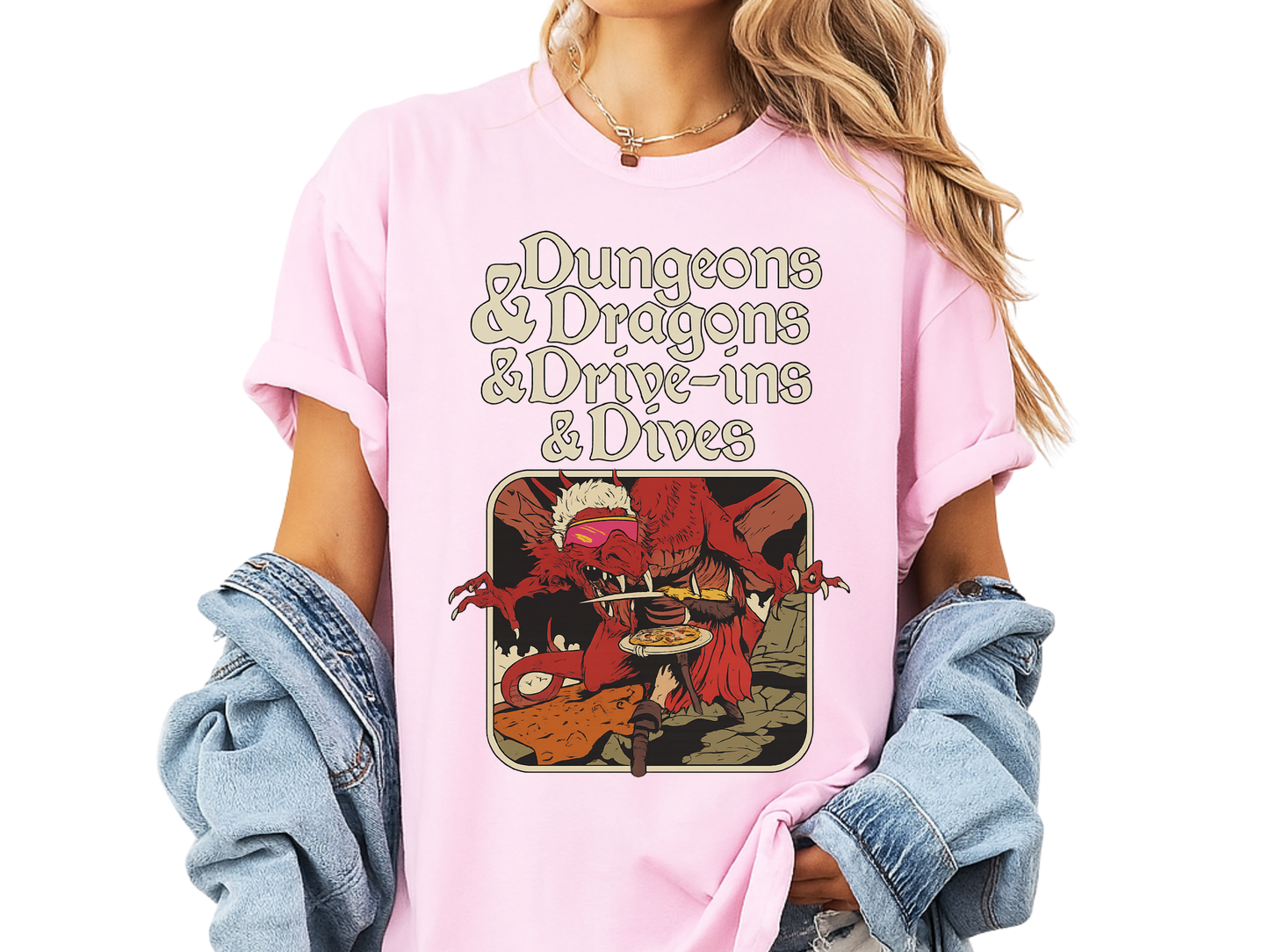 Dungeons and Dragons and Drive Ins and Dives T-Shirt Funny Guy Fieri RPG Mashup Graphic Comfort Colors 1717 Tee