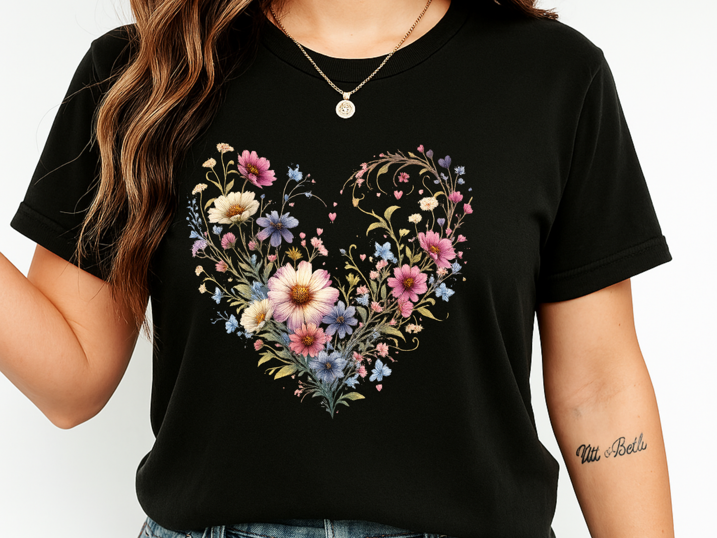Wildflower Heart Botanical T-Shirt | Vintage Cottagecore Floral Graphic | Comfort Colors 1717 Tee