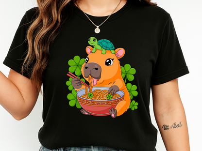 Lucky Capybara Ramen T-Shirt St Patricks Day Turtle Graphic Comfort Colors 1717 Tee