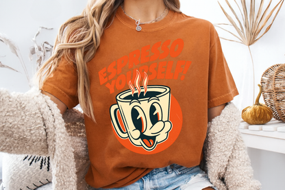 Espresso Yourself Retro Coffee T-Shirt - Funny Barista Tee