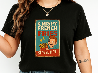 Crispy French Fries Retro Diner T-Shirt | Vintage Boy & Fast Food Ad | Comfort Colors 1717 Tee