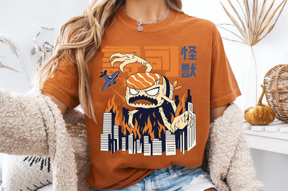 Sushi Kaiju Retro Japanese T-Shirt - Funny Anime Foodie Tee