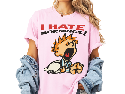 I Hate Mornings Retro Graphic Tee - Comfort Colors 1717 Shirt