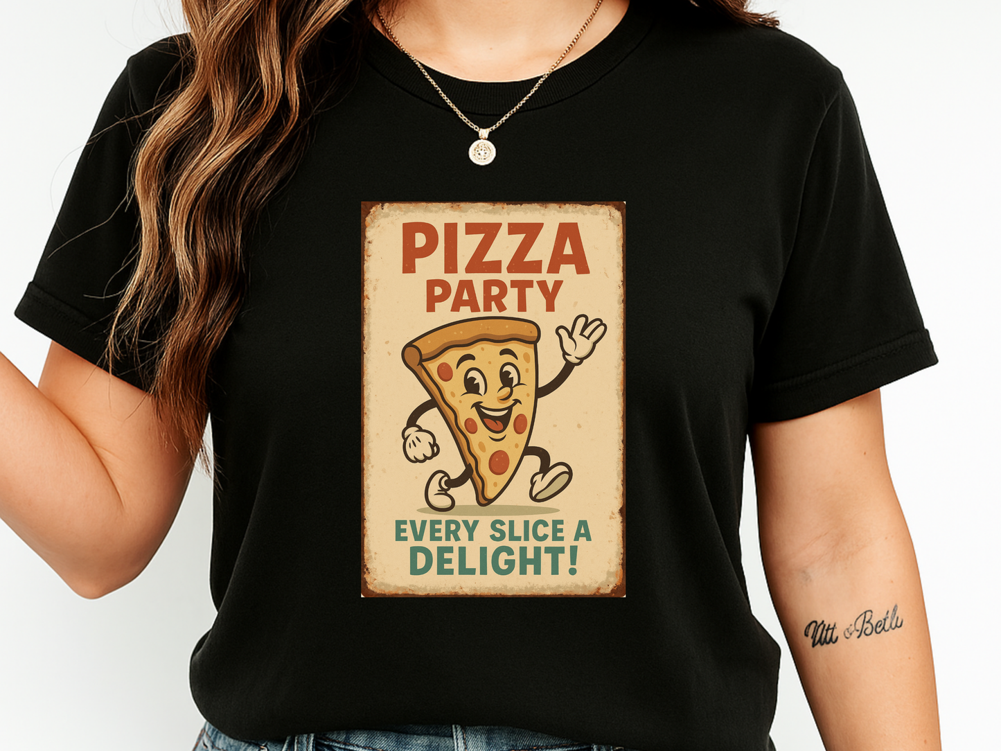 Pizza Party Vintage Mascot T-Shirt | Retro Cartoon Slice Graphic | Comfort Colors 1717 Heavyweight Tee