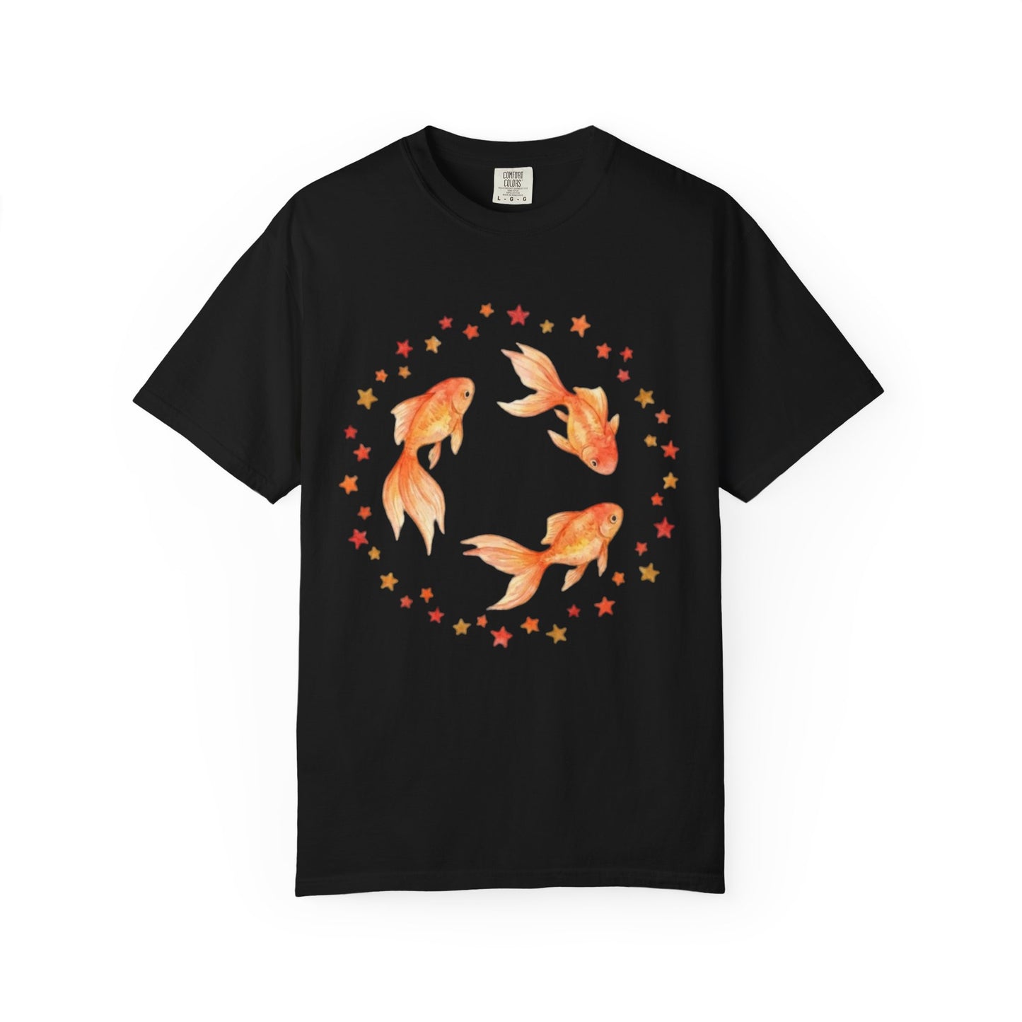 Goldfish Circle Graphic T-Shirt – Watercolor Fish Art | Comfort Colors 1717 Unisex Tee