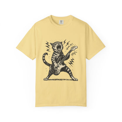 Rock Guitar Cat T-Shirt – Punk Rock Cat Graphic | Comfort Colors 1717