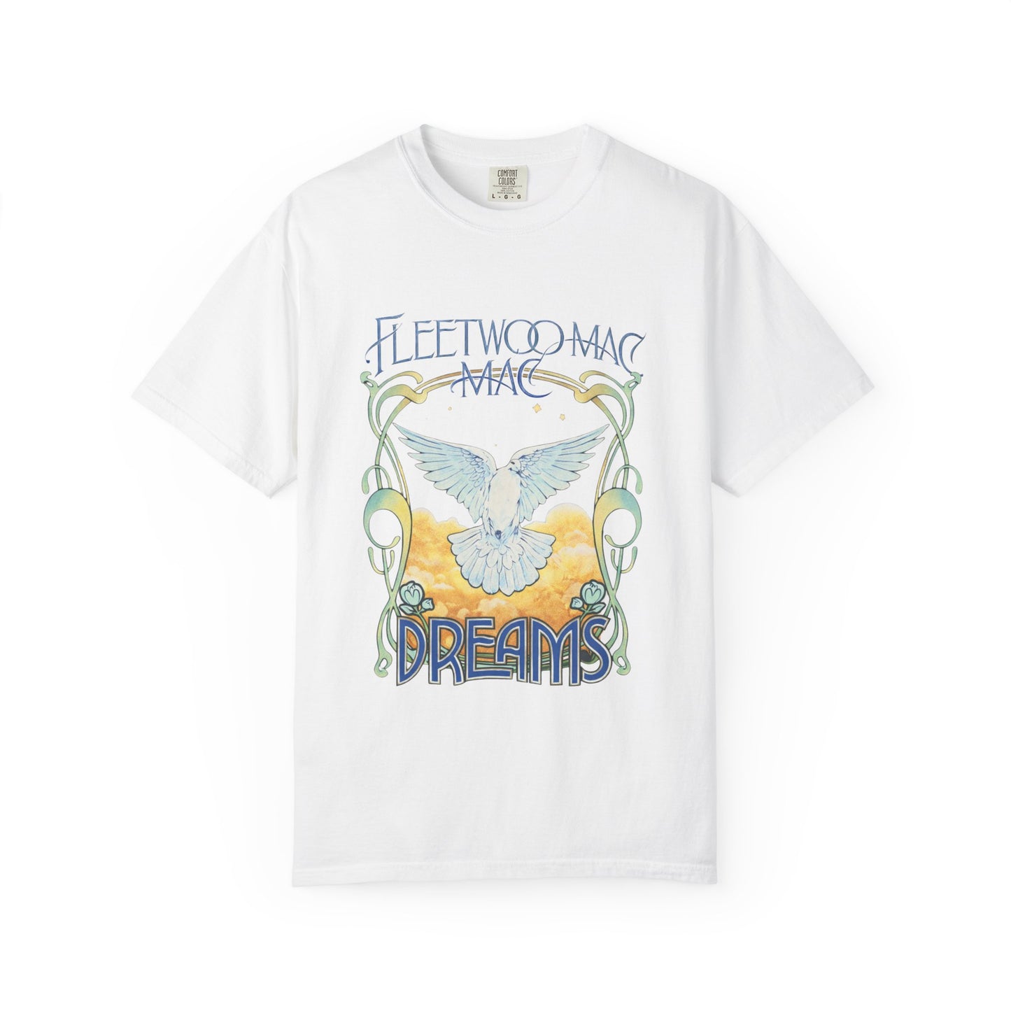 Fleetwood Mac Dreams T-Shirt | Art Nouveau White Dove Graphic Tee | Vintage 70s Classic Rock Band Merch