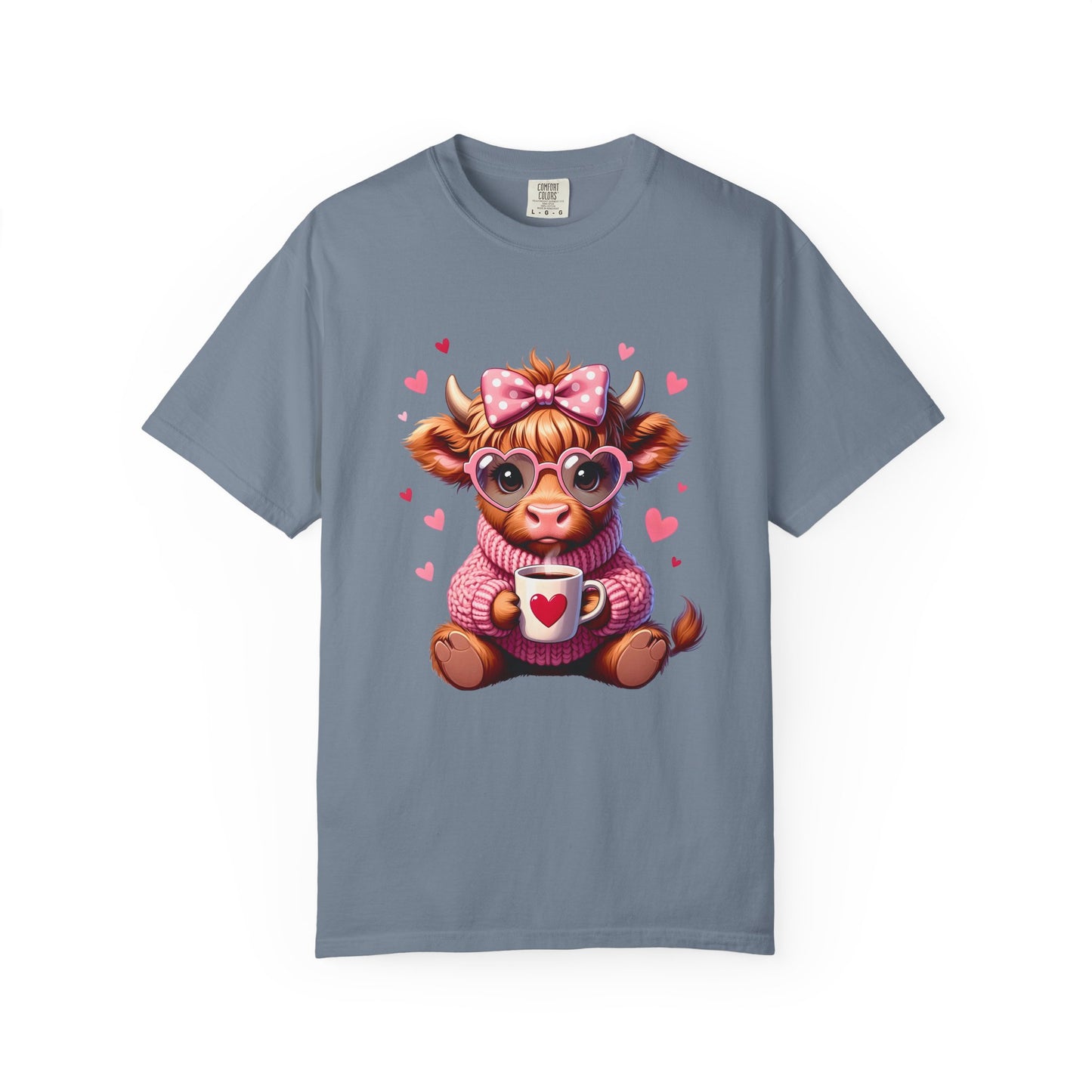 Cute Highland Cow Valentine T-Shirt – Cozy Pink Cow Graphic | Comfort Colors 1717