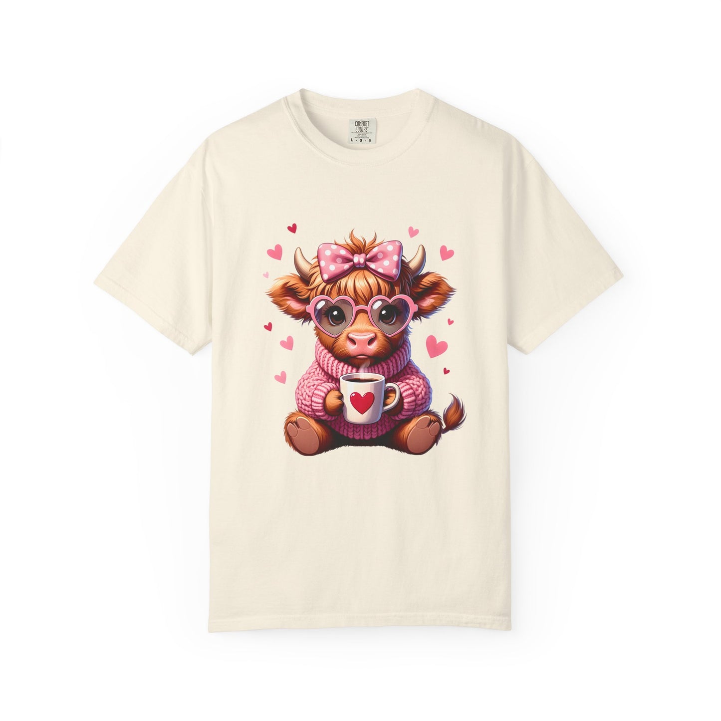 Cute Highland Cow Valentine T-Shirt – Cozy Pink Cow Graphic | Comfort Colors 1717