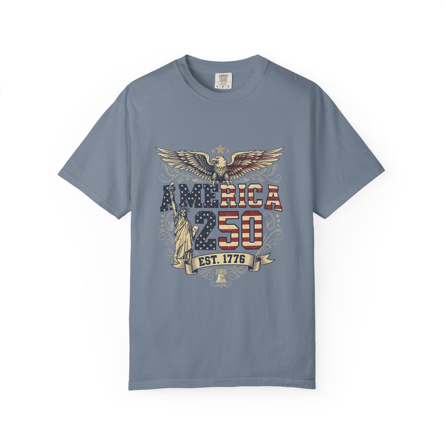 America 250 T-Shirt – Patriotic Eagle USA Est. 1776 | Comfort Colors 1717 Unisex Tee