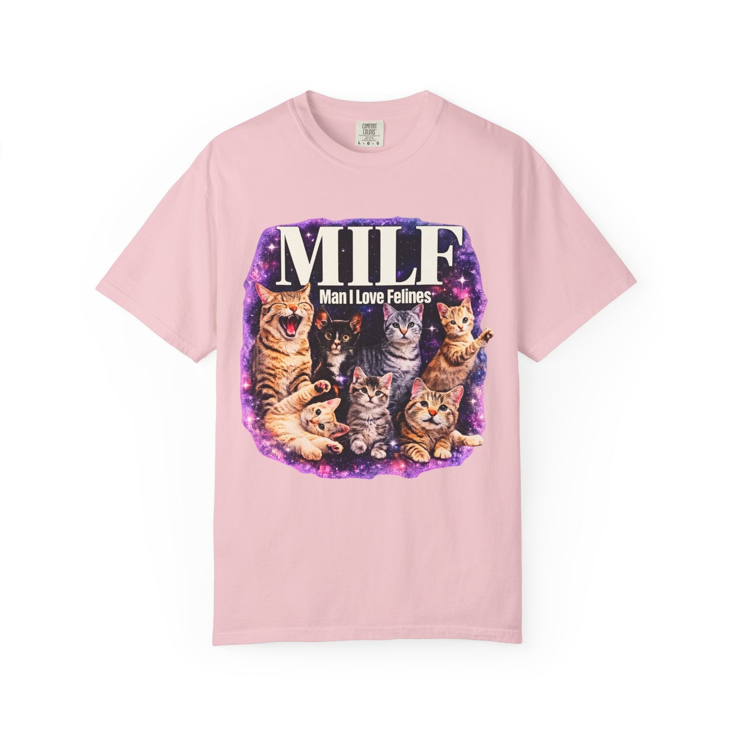 MILF Man I Love Felines T-Shirt – Funny Cat Lover Galaxy Design | Comfort Colors 1717 Unisex Tee