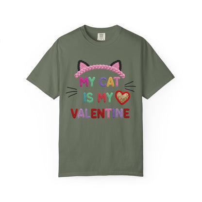 My Cat Is My Valentine Comfort Colors 1717 Crochet Style T-Shirt