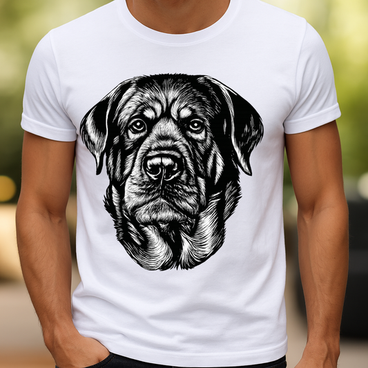 Rottweiler Face Graphic T-Shirt - Minimalist Dog Lover Tee