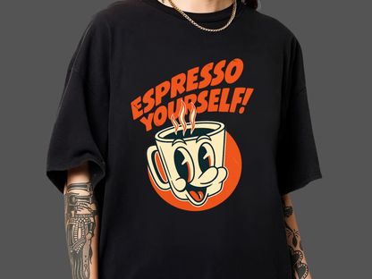 Espresso Yourself Retro Coffee T-Shirt - Funny Barista Tee