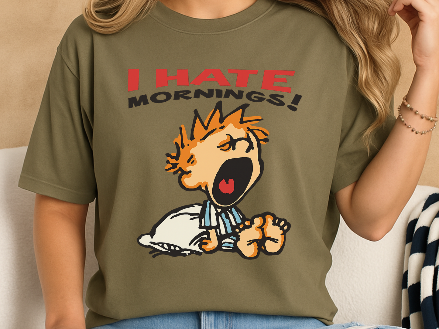 I Hate Mornings Retro Graphic Tee - Comfort Colors 1717 Shirt