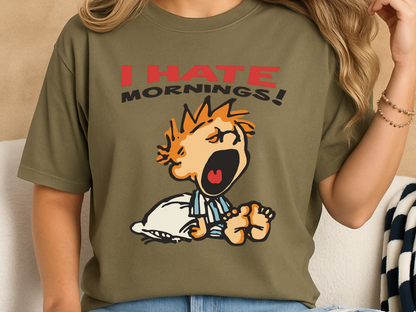 I Hate Mornings Retro Graphic Tee - Comfort Colors 1717 Shirt