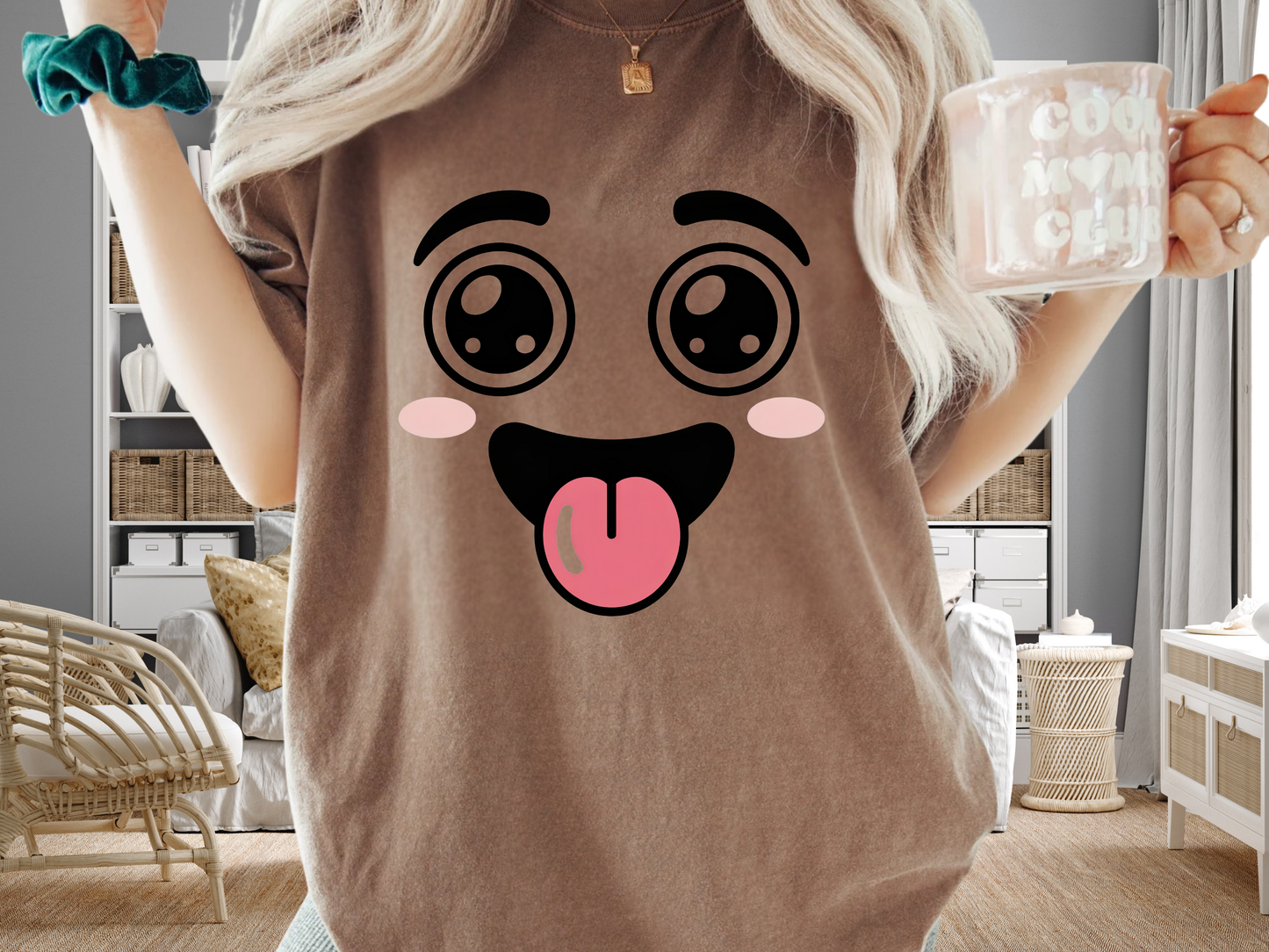 Funny Kawaii Anime Face T-Shirt | Cute Tongue Out Meme Tee | Comfort Colors® 1717
