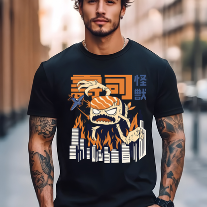 Sushi Kaiju Retro Japanese T-Shirt - Funny Anime Foodie Tee