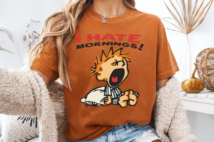 I Hate Mornings Retro Graphic Tee - Comfort Colors 1717 Shirt