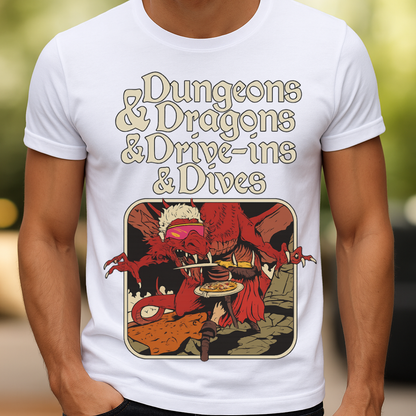 Dungeons and Dragons and Drive Ins and Dives T-Shirt Funny Guy Fieri RPG Mashup Graphic Comfort Colors 1717 Tee