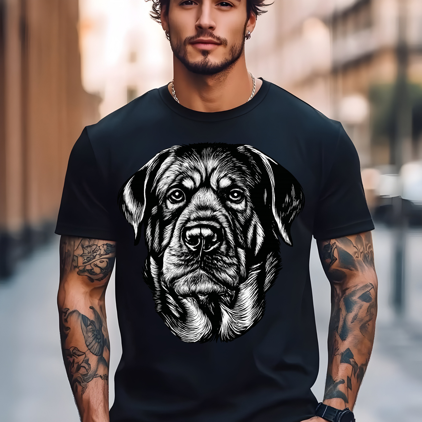 Rottweiler Face Graphic T-Shirt - Minimalist Dog Lover Tee