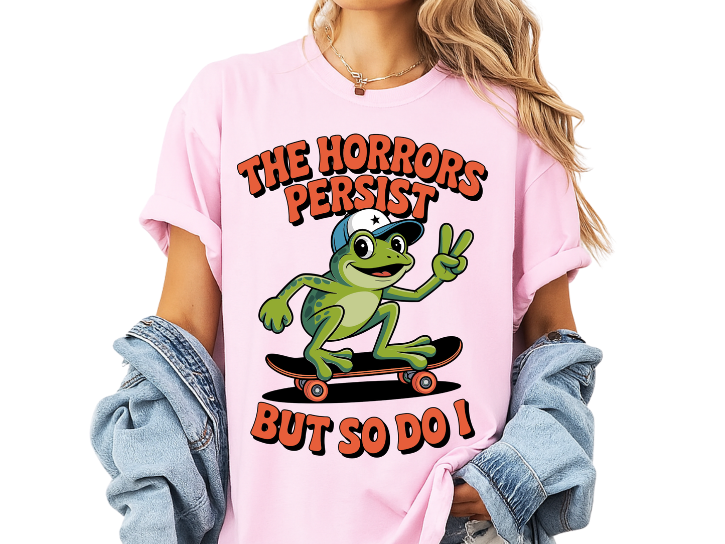 Funny 'The Horrors Persist' Frog T-Shirt | Existential Meme Tee | Comfort Colors® 1717