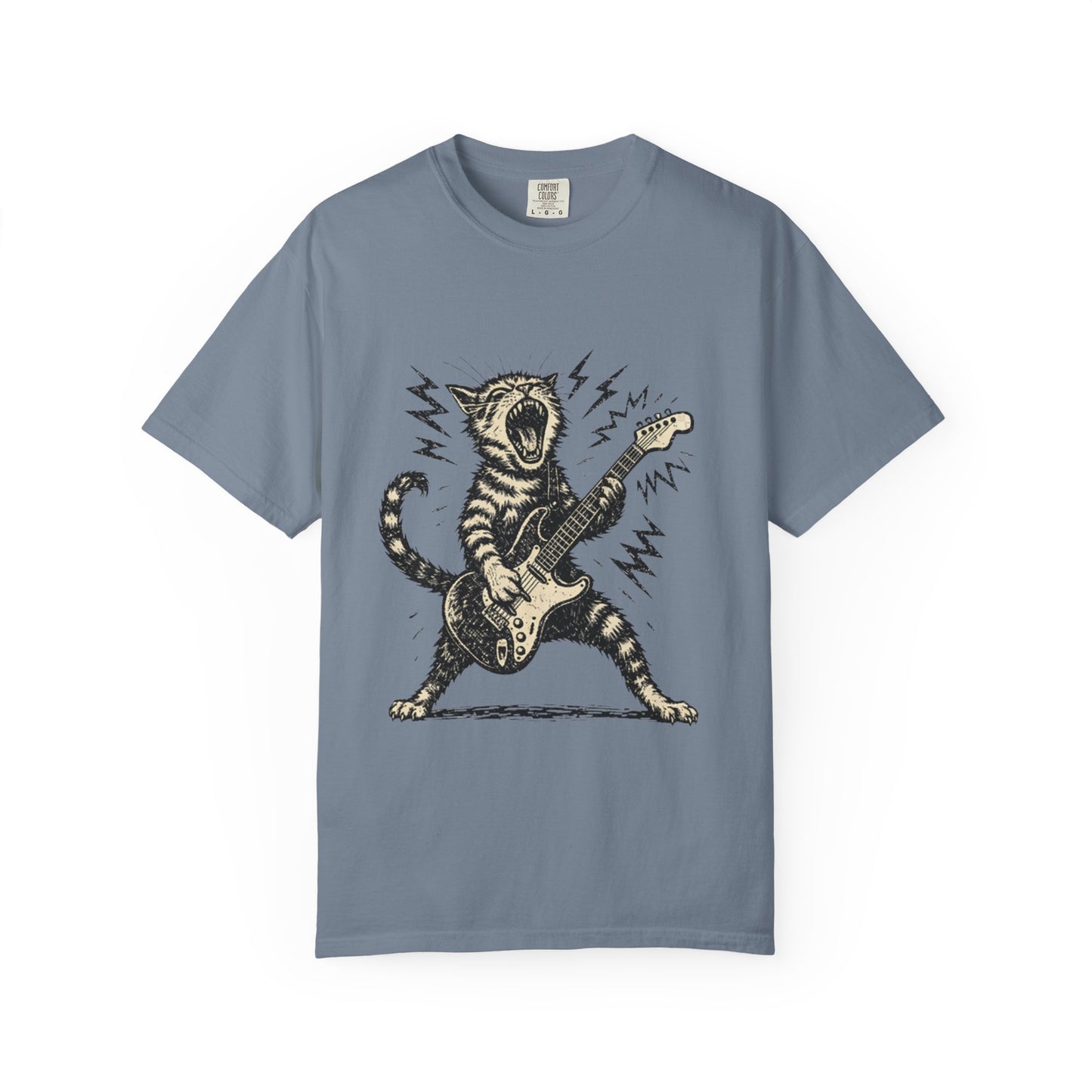 Rock Guitar Cat T-Shirt – Punk Rock Cat Graphic | Comfort Colors 1717